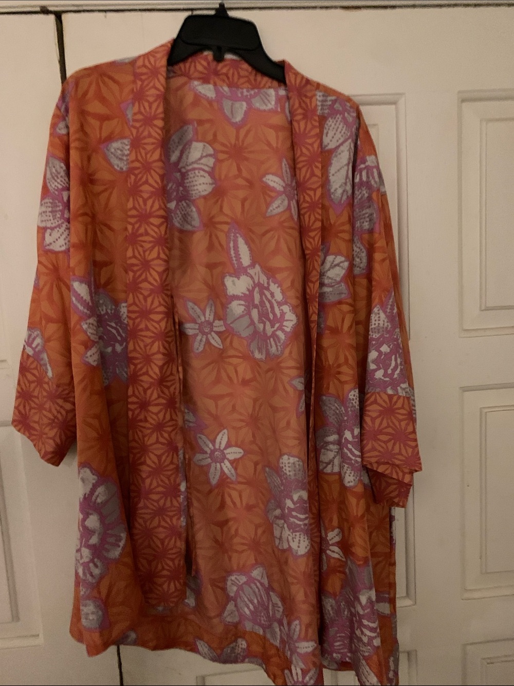 Sigrid Olsen Orange Floral Open-Front Kimono